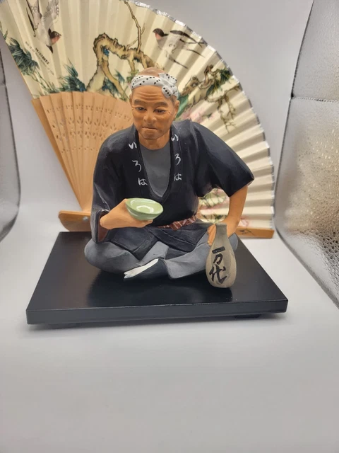 Japanese Hakata Urasaki Figurine Man Drinking Sake