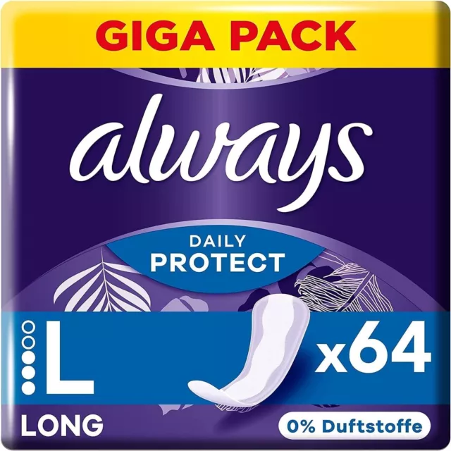 Always Daily Protect Slipeinlagen Damen Long (64 Binden), Gigapack, ohne Duft