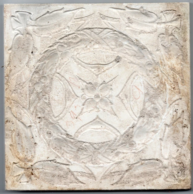 Cream & White Original 216 reclaimed original Art Nouveau tiles 18 ft wall 6