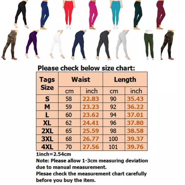 Womens Cotton Soft Yoga Pants Plain Gym Leggings Fitness Sports Running Trousers 3