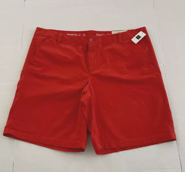 Khakis by Gap Boyfriend Roll Up Shorts Size 16 Red Casual 9"Bermuda Womens