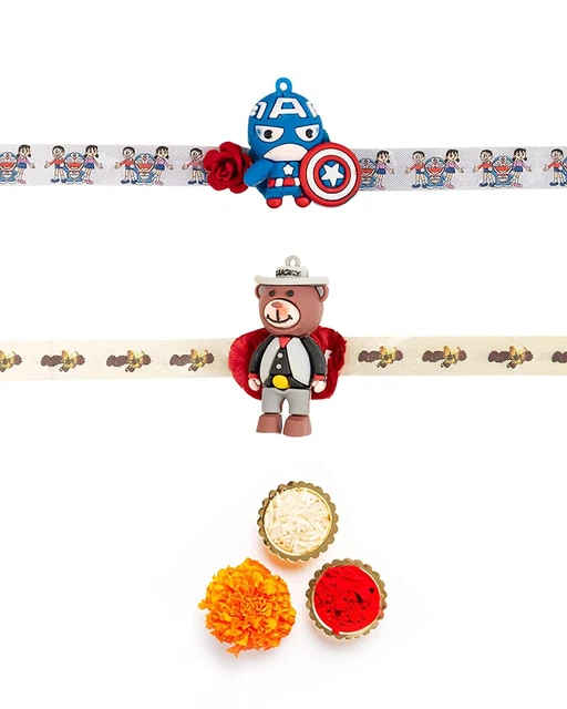 LITTLOO Avengers and Teddy Toy Rakhi Set for Kids-[Pack of 2]