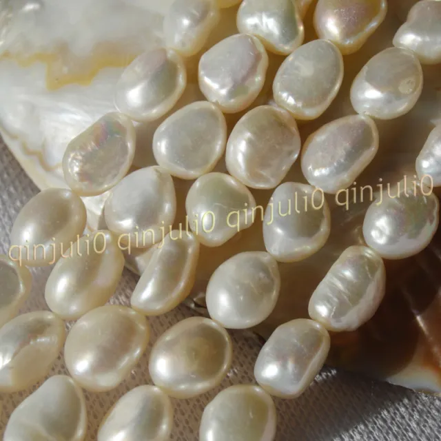 Real 7-8mm Natural Baroque White Freshwater Real Pearl Loose Beads 14"