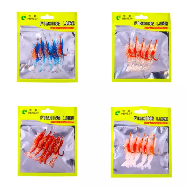 5pcs/pack Shrimp Lures Fishing Soft Prawn Bass Trout Tackle Hook Bait 6cm/3g Sea