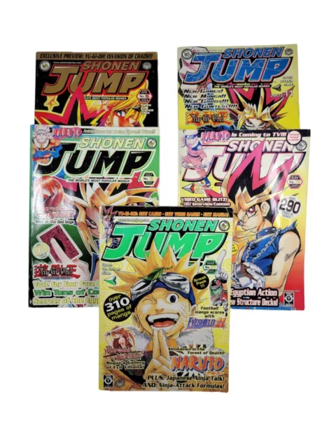Lot Of 5 Shonen Jump, Naruto, Yu-Gi-Oh, 2003, 2004, 2005  Readers Copies READ!!!