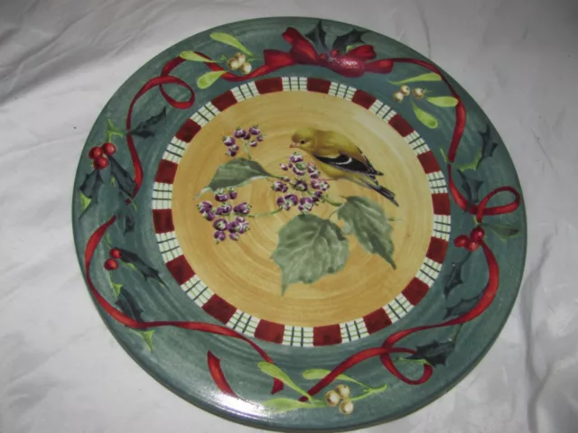 Lenox WINTER GREETINGS EVERYDAY Tartan Goldfinch Dinner Plate 10 3/4” New Unused