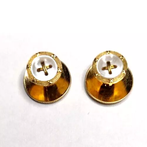 Antique 18ct Gold Mother of Pearl Collar Studs - Hallmarked Not Scrap