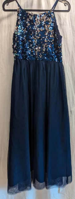 "Stunning"Monsoon Girls Navy Blue Sequin Dress Size 13
