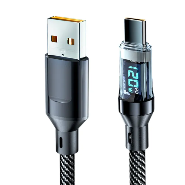 USB Type C Cable 5A Fast Charging USB-A to USB-C Charger Cord with LED Display