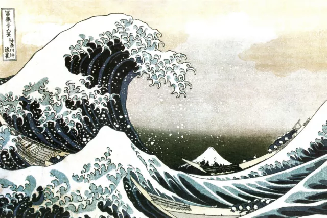 The Great Wave Of Kanagawa Katsushika Hokusai Art Print Poster 36x24