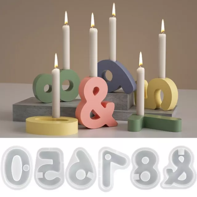 Numbers Candlestick Silicone Mold DIY Candle Holder Home Cement Plaster Mould