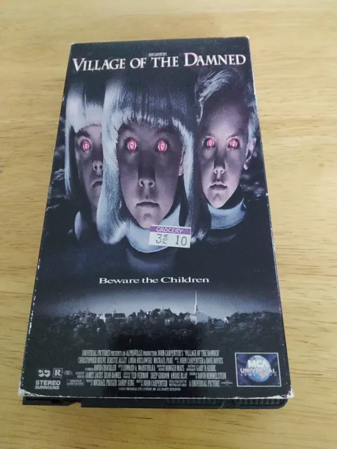 John Carpenter's Village of the Damned - Screener Copy w/early, unused  cover artwork. Bottom print reads: THIS DOES NOT REPRESENT FINAL  VIDEOSLEEVE ART : r/VHS