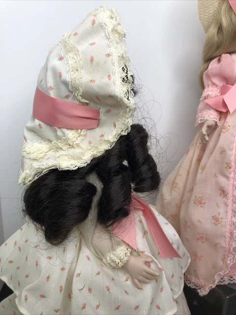15” Pair Of Porcelain Marjorie Spangler Dolls Genevieve & Samantha Set Of 2 #O 9