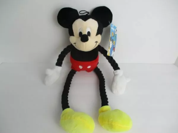 NWT Disney Plush Mickey Mouse Tuggable Tug Rope Squeaker Squeaky Dog Chew Toy