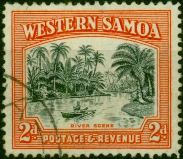 Western Samoa 1944 2d Schwarz & Orange SG202 Fein Gebraucht
