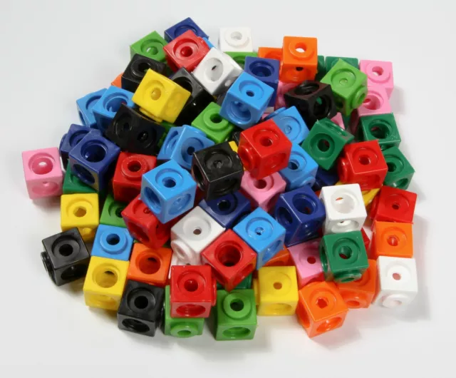 100 Steckwürfel Dick-System 1,7 cm diverse Farben, Hundertertafel oder Baukasten