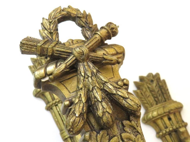 Pair Large Antique French Victorian Style Ornate Cast Brass Curtain Tie Backs 3