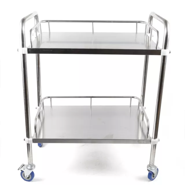 2-Layer Medical Serving Cart,Stainless Steel Trolley Fit Dental Lab Beauty Salon