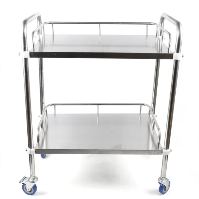 2-Layer Medical Serving Cart,Stainless Steel Trolley For Dental Lab Beauty Salon
