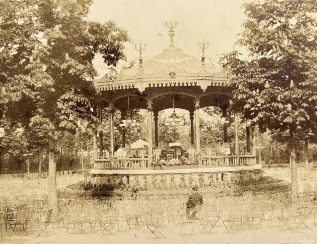 FRANCE Paris Concert des Champs-Élysées c1870 Photo Stereo Vintage Albumine