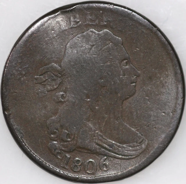 1806-P Half Cent No Stems, Bent, Over 200 Years Old As Shown [SN01]