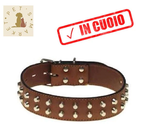Collare In Pelle Con Borchie A Punta Per Cane Pitbull Rottweiler DOG COLLAR M-XL - Foto 6