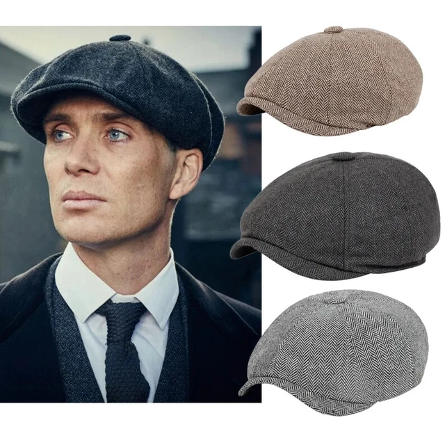 HARRIS TWEED 8 Panel Newsboy Flat Cap Peaky Blinders Baker Boy Mens