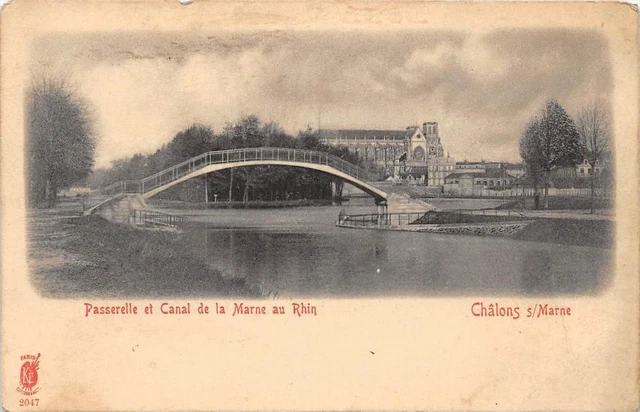 CPA 51 CHALONS SUR MARNE PASSERELLE ET CANAL DE LA MARNE AU RHIN (dos non divisé