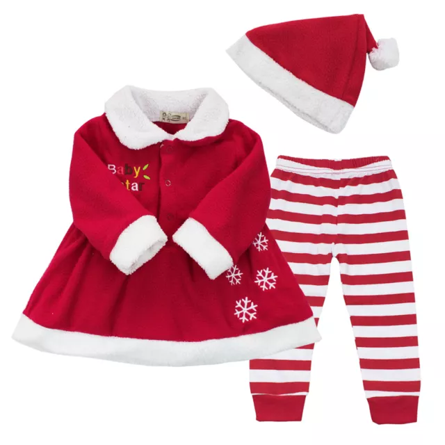 Bébé bébé costume de Noël robe manches longues pull avec pantalon et chapeau tenue
