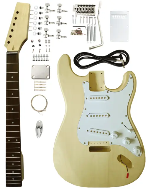 ST Style Electric Guitar Kits Basswood Body Maple Neck Rosewood Fingerboard DIY