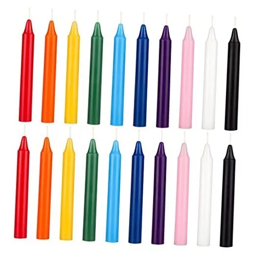 Mega Candles - Unscented 4" Mini Chime Ritual Spell Taper 20 Pieces Assorted