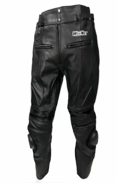 Pantaloni WinNet in Pelle Moto per Giacca con Protezioni Saponette Sliders Tuta