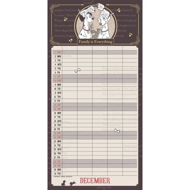 2024 CALENDAR DISNEY Storybook Family Organiser Square Month View Wall