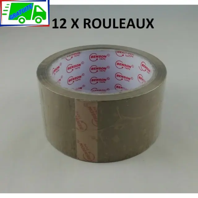 12x Rouleau de Ruban Adhésif Brun Havane 50M x 48mm Emballage Carton