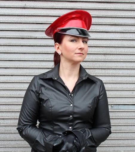 DOMINATRIX HAT SPECTACULAR Military Cap Fetish Red PVC S-M £92.69 ...