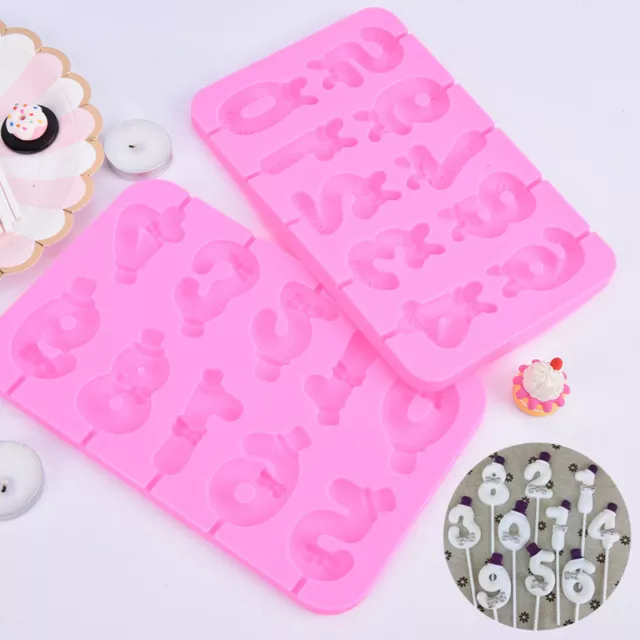 Silicone Lollipop Mold Arabic Numbers with Bow Hat DIY Fondant Chocolate Mou~m'