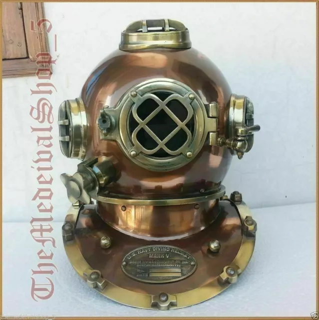 Brass Steel Full Size Maritime Us Navy Mark V Antique Diving Divers Scuba Helmet