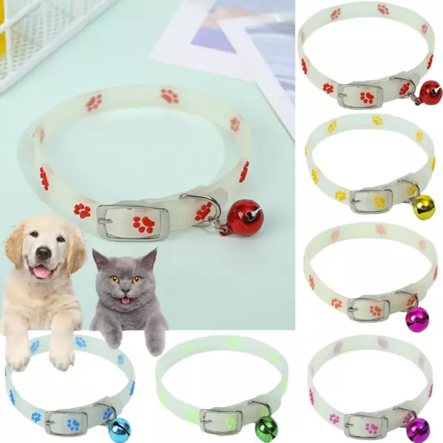 Pet Anti Lossluminous Collar with Bell Light Up Puppy Adjustable✨s Collar X8P5
