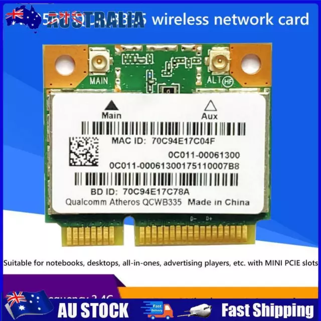 AU QCWB335 Half Height Mini PCIe WLAN WiFi Bluetooth 4.0 Wireless Card for Lapto