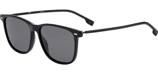 Hugo Boss Men's Black Soft Square Sunglasses w/ Rubber Temples - B1009S 0807 IR