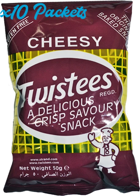 10x pkts Malta Maltese Twistees Cheesy Baked GLUTEN FREE Rice Snack