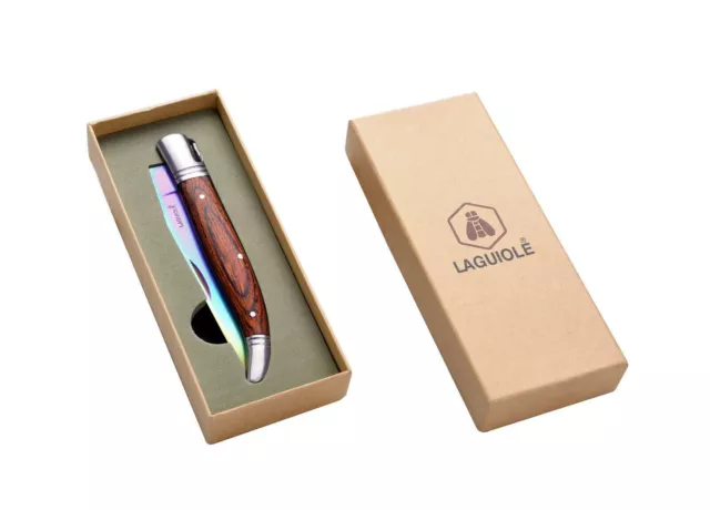 Coltello Tascabile Coltellino Manico Lama Titanio Laguiole Idea Regalo