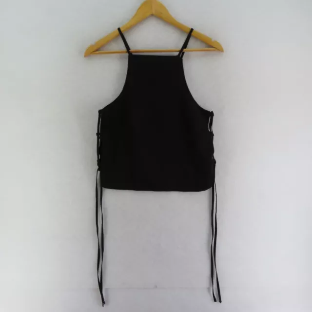 MISSGUIDED Women's Size 8 Black Lace Up Sides Sleeveless Top