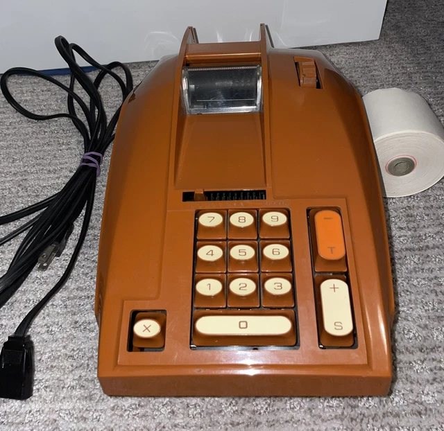 Vtg Sears Electric Adding Machine Orange Space Age MCM Working