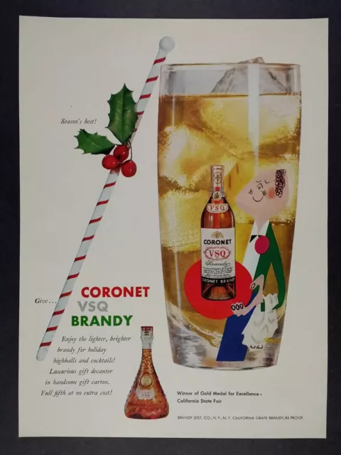 1958 Paul Rand graphic design art Coronet VSQ Brandy vintage print Ad