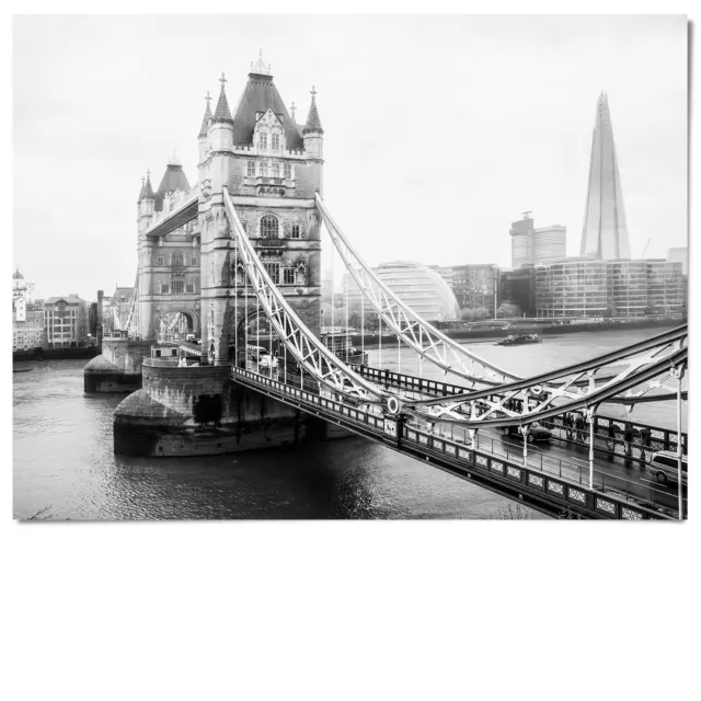 XXL Panorama Schwarz Weiß Wandbild von London, Tower Bridge zur Deko bis 2 Meter