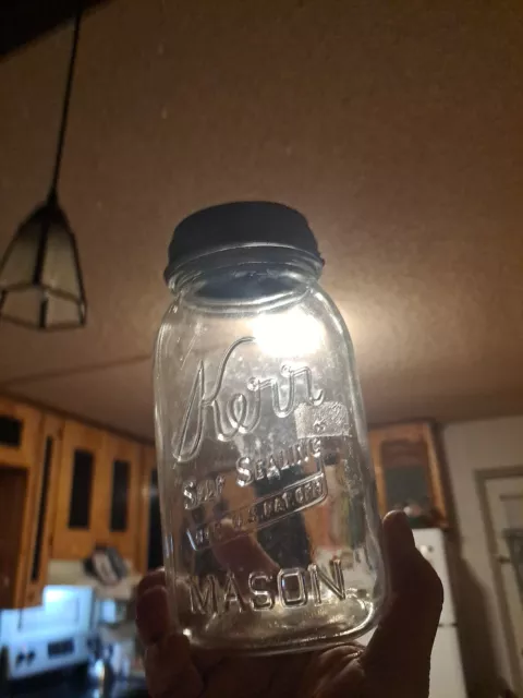 Antique Square Kerr Self Sealing Mason Jar