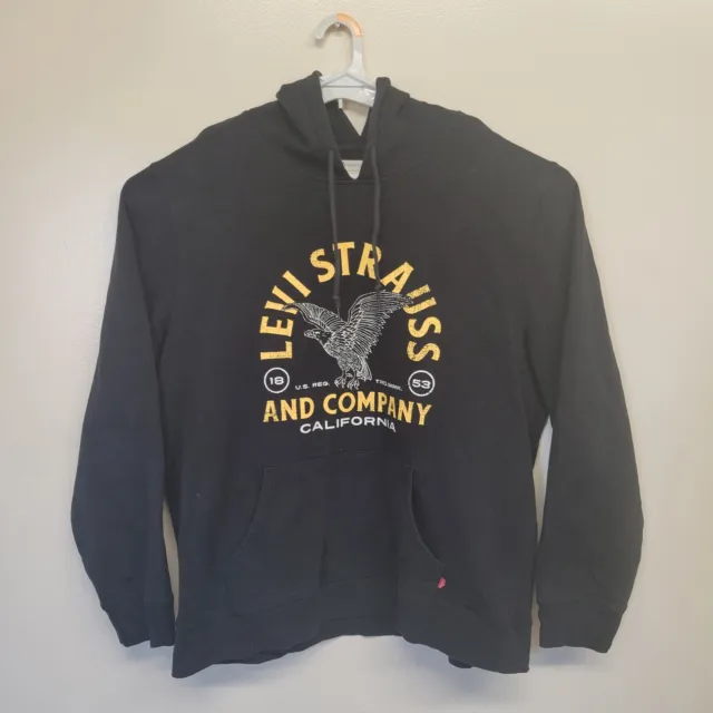 Levis Strauss Mens Sz-2XL Pullover Long Sleeve Hoodie Sweatshirt Black FREE SHIP