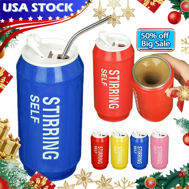Electric Automatic Self Stirring Coffee Mug Mixing Cup w/ Straw Insulated 8.5oz