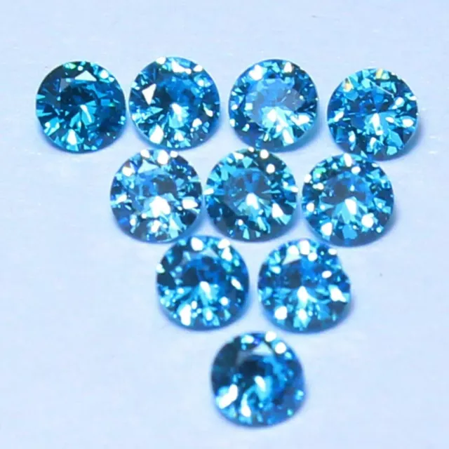 Lot de 10 diamants ronds brillants de 2.00 mm, couleur bleue, VVS1, créés...